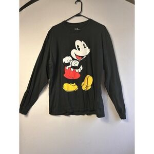 DISNEY Black SPELL OUT ARMS The‎ Original Mickey Mouse Long Sleeve Shirt Mens XL